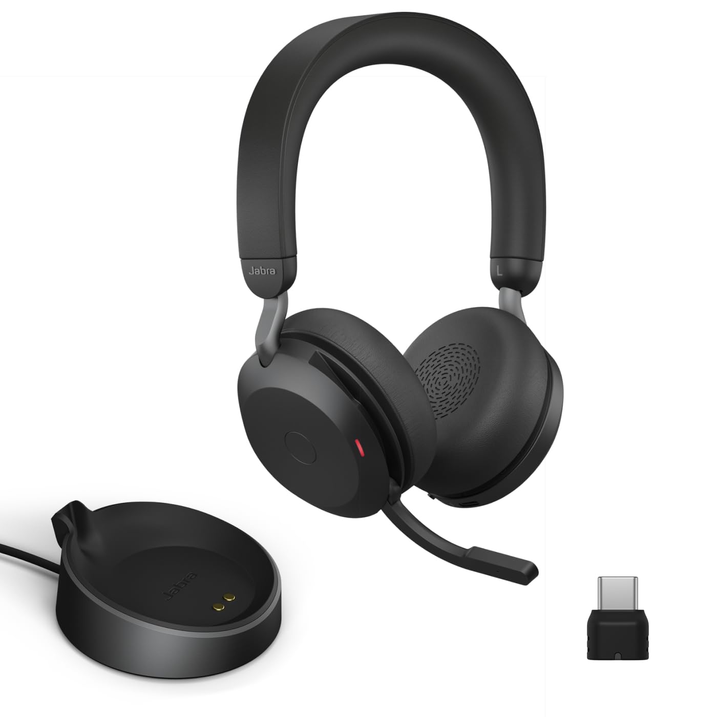 Photo 1 of Jabra Evolve2 75 PC Wireless Headset with Charging Stand and 8-Mic Technology - Dual Foam Stereo Headphones with Advanced Active Noise Cancelling, USB-C Bluetooth Adapter and MS Compatibility - Black