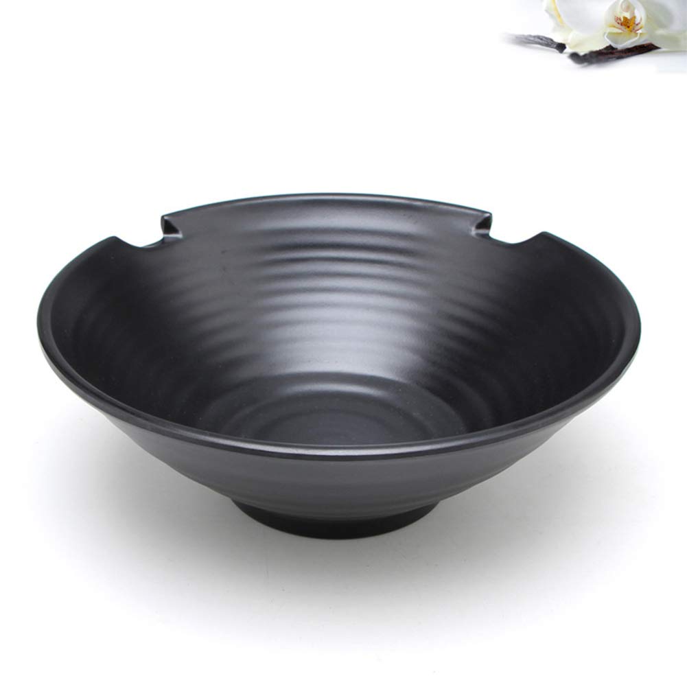 Générique Bol à Ramen Japonais Noir en mélamine, Bol à Soupe, Grand Bol de Service, saladier en Plastique, Bol de Service pour collations, fêtes, céréales, Nouilles