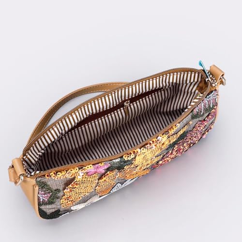 Women's Floral Embroidery Purse Sequin Beaded Shoulder Bag Summer Beach Party Purses Sparkly Underarm Bags4