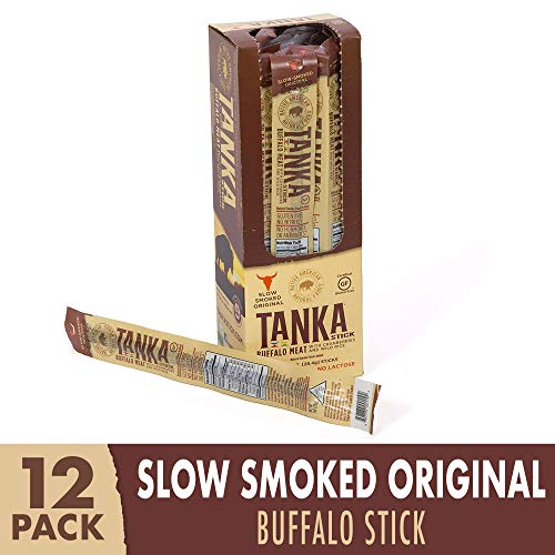 Tanka Bison Pemmican Meat Stick with Buffalo & Cranberries By Gluten Free, Grass Fed Beef Jerky Alternative, Slow Smoked Original, 1 Oz, Pack Of 12