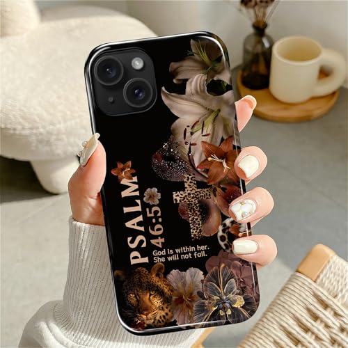 Coque antichoc iPhone 15 VisEnt double couche esthétique croix et léopard