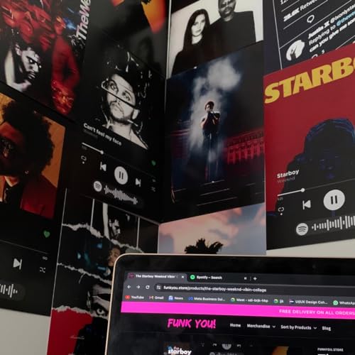Image of Funk You Store The Starboy Weeknd Vibin' Collage | 14 A5 Size Sheets | The Weeknd Inspired Home Decoration | Posters, Spotify Codes, and Photos | Double-Sided Tape Included