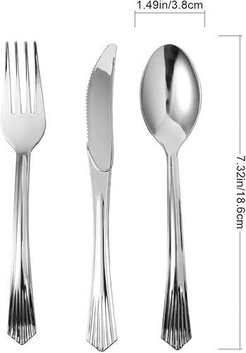 Miniatura 5 de 1 juego de 60 cucharas desechables cucharas de servir cucharas de cubiertos cucharas cortador tenedor cuchara desechable vajilla de fiesta cubiertos