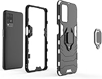 Vista 4 de Compatible con Oppo A54 4G, funda Oppo A55 4G, soporte de anillo de metal, parachoques duro a prueba de golpes