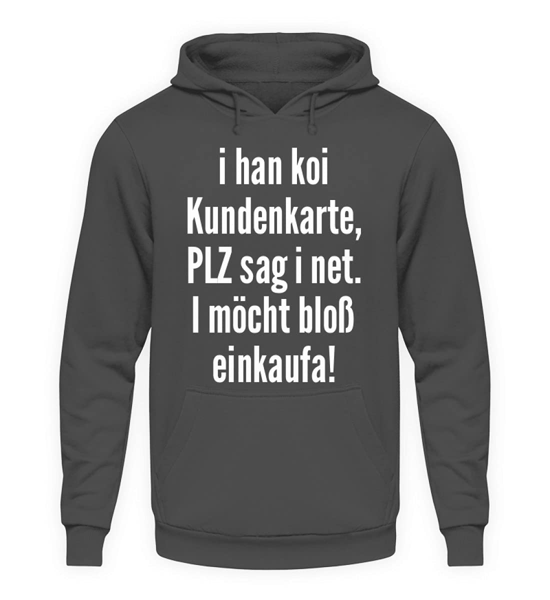 Pull à capuche avec inscription I möcht unkaufa gris XXL en coton doux - 3