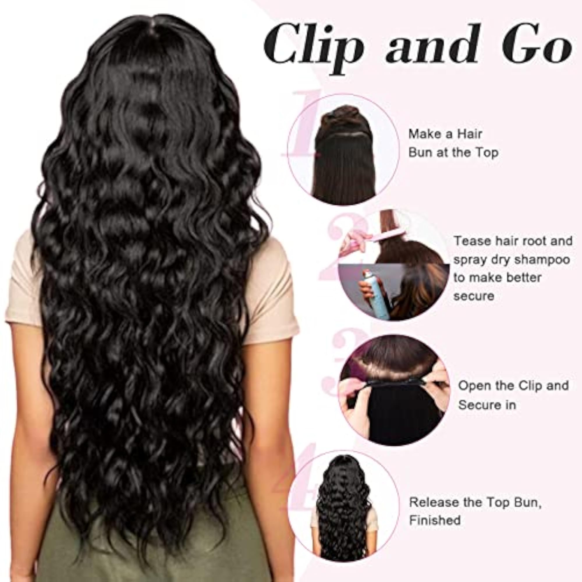 14" 1-Pack Curly Wavy Clips in Synthetic Hair Extensions