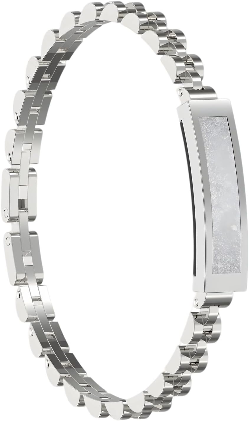 S2 Fashionable Smart Bracelet for Women, Silver Metal Band, 0.4 in / 1 Cm Case, Fitness Locator, Monitors Heart Rate and Sleep