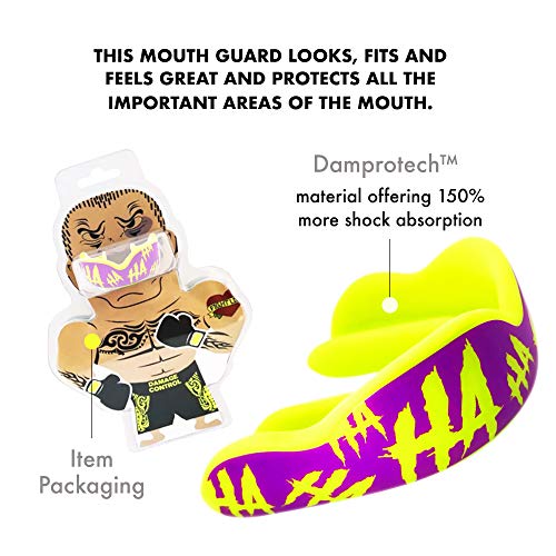 Damage Control High Impact Mouth Guard, Mouthguards For Sports, Boxing, Roller Derby, Hockey, Lacrosse Mouth Guard, Mouth Guards With Ultra Fit And Protection Against Shock (Adult, Ha Ha Ha 2.0) #TOP3