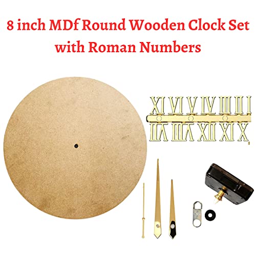 Image of R H LIFESTYLE DIY Resin Clock Making Kit Round Wooden MDF Base Resin Art Set with Roman Number, Clock Machine and Clock Movement Machine (8 INCH)