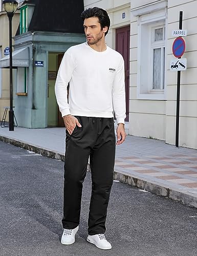 Nadeer Jogginghose Herren Thermo Gefütterte Hosen, Skihose Outdoorhose Wasserdicht Arbeitshosen, Männer Winddicht Winterhose Warm Softshellhose mit Kordelzug, Zwei Taschen