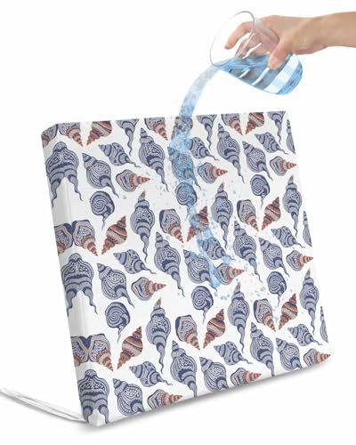 Hokiten Grey Blue Coastal Outdoor Cushion Chair Cover Set of 2 - Waterproof Couch Seat Covers, Summer Beach Conch Nautical Patio Furniture Protector Cushions Slipcovers for Sofa/RV, 22