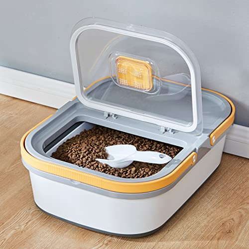 Sonkonia Collapsible Dog Food Storage Container With Wheels, 35 Lbs Plastic Large Foldable Pet Food Container Bin With Airtight Lids Locking, Yellow #TOP3