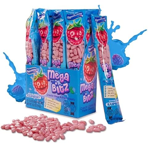 Mega Bitz Fruit Nuggets Blue Raspberry Candy Bulk Pack for Kids - Naturally Flavored Individually Wrapped Blue Raspberry Candy for on the go Snacking, Movie Theater Candy, and Party Favors, Kosher, 12 Pack Cover