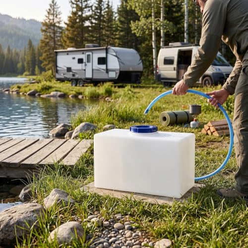 Image of 5 Gallon Fresh Water Holding for RV, Food Grade LLDPE Water Storage Container Portable for Trailer Boat Yacht, 15.75 x 9.84 x 7.87in