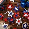 Geelin 18 Pcs Memorial Day Star Felt Ornaments Patriotic 4th of July Hanging Stars 314 Inch White Red Blue Independence Day Tree Decorations for Memorial Veteran Day Party DecorClassic Style