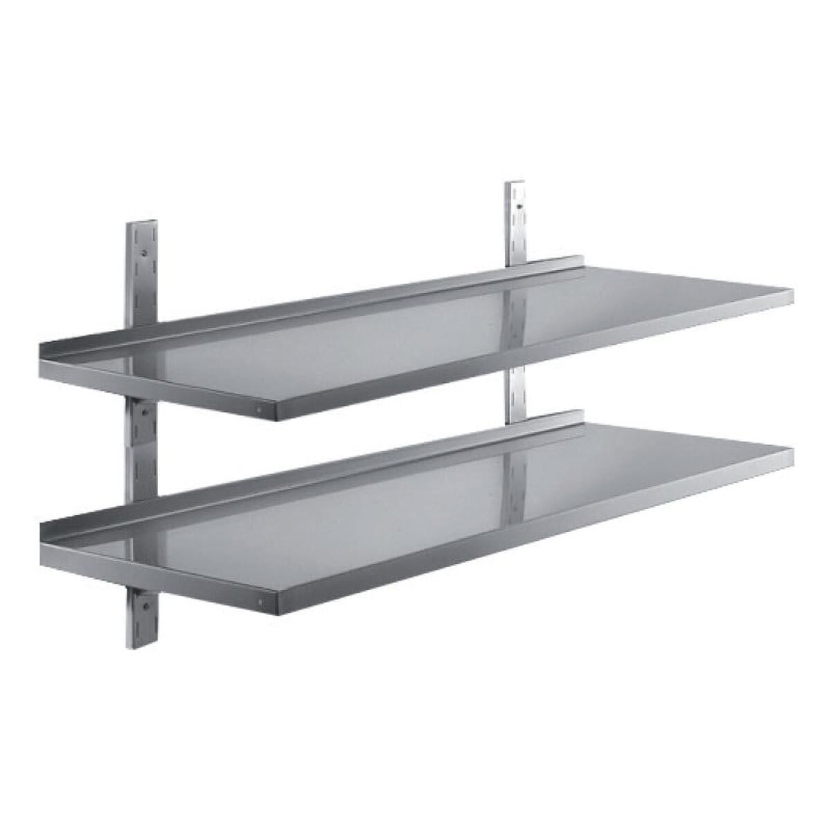GastroHero Edelstahl Wandregal doppelt I 160 x 40cm Wandbord Gastronomie I Edelstahlregal mit 2 Ablageböden I Hängeregal Edelstahl für Küche & Gastro