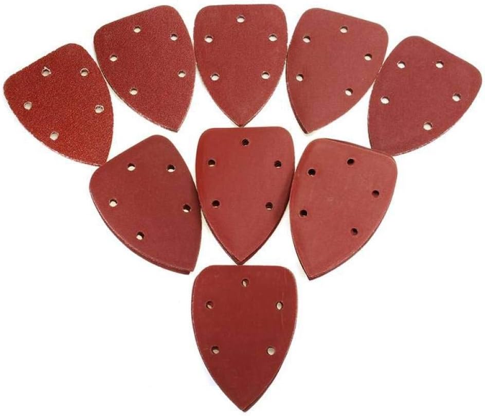 50 Pieces Mouse Detail Sander Sandpaper Sanding Paper Hook and Loop Assorted 40/60/ 80/100/ 120/180/ 240/320/ 400/800 Grits,red