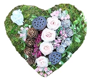 Der Kleine Dekoladen Grabherz aus Moos, 15 cm