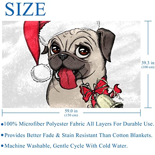 Couverture de Noël pour chien 150x100 cm plaid doux avec motifs bonnets et clochettes