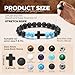 Huquary 24 pcs Cross Beads Bracelet for Men Women 8mm Couple Cross Bracelets Black Christian Healing Lava Stone Stretch Turquoise Tiger Eye Stone Natural