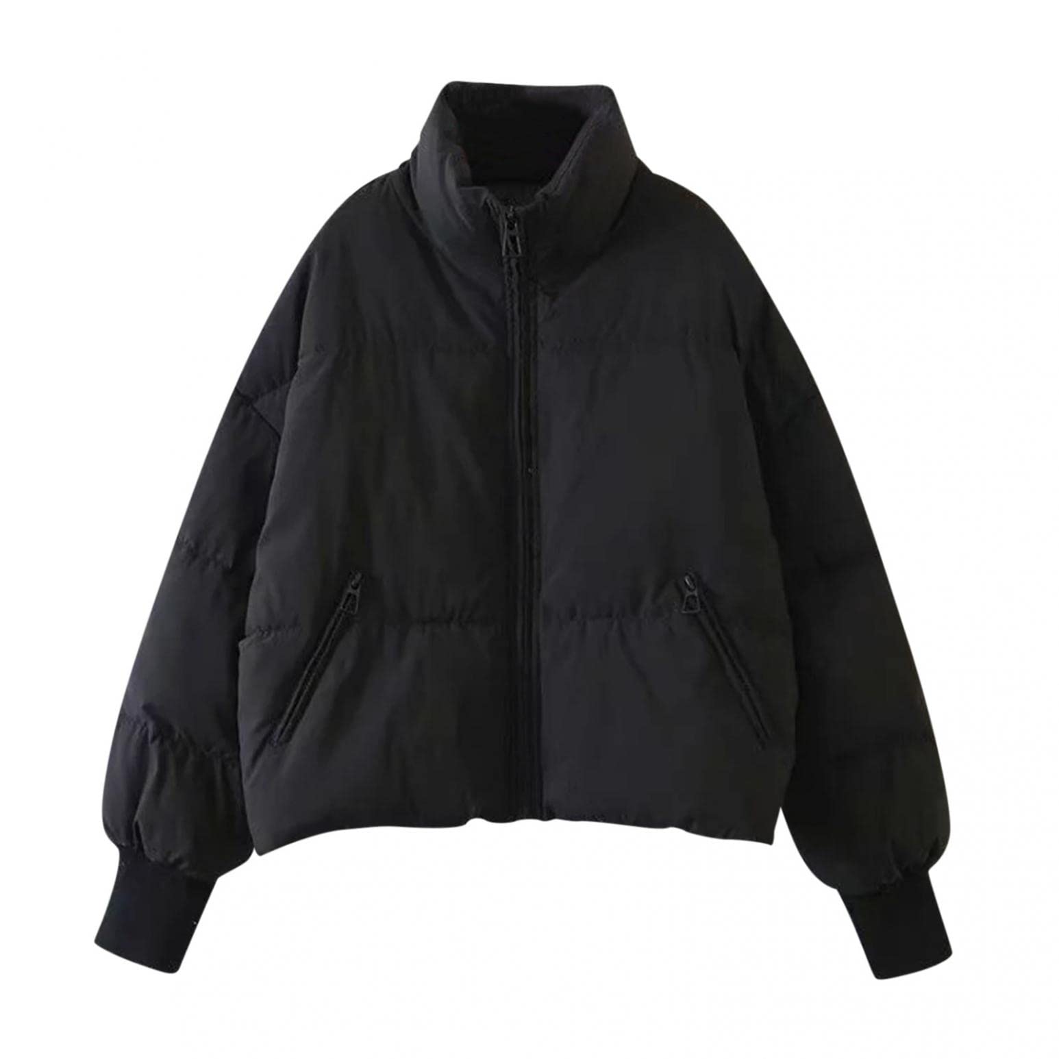 Doudoune pour femme - Légère, légère et chaude - Avec col montant - Veste matelassée - Veste d'hiver courte - Fermeture éclair - Grandes tailles