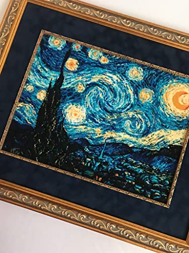 Image of RIOLIS 1088 - Starry Night After Van Gogh's Painting - Counted Cross Stitch 15.75 inch x 11.75 inch Zweigart 14ct. White AIDA 26 Colors