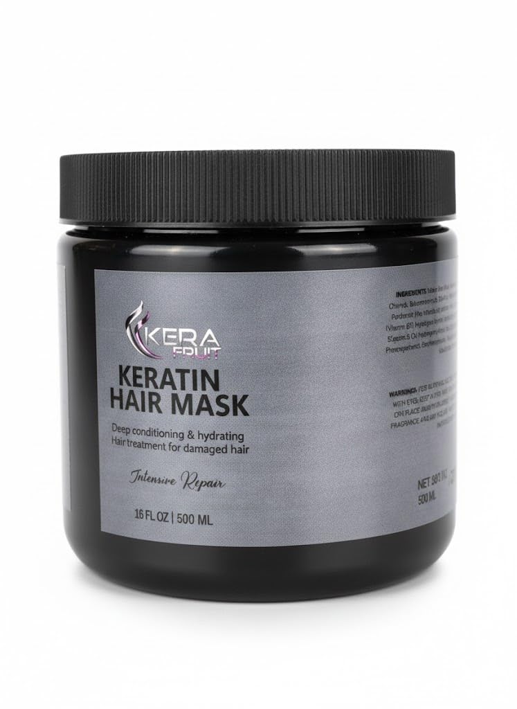 KERA FRUIT Deep Conditioning Hair Mask for Damaged Hair Treatment - Keratin Hair Care for Hydrating Growth Repair Moisturizing - Dry Curly -Mascarilla Para el Cabello Seco Reparador Capilar