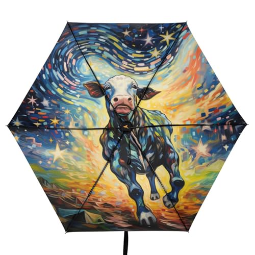 Parapluie de voyage Lune Bleue Vache compact pour sorties et vacances