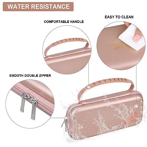 Supmay Hard Case for Texas Instruments TI-84 Plus CE/TI-84 Plus/TI-83 Plus CE/Casio fx-9750GIII Color Graphing Calculator, Storage Holder with Mesh Pockets for Charger Cable, User Manual, Rose Gold