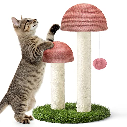 DONORO 18" Cat Scratching Posts for Indoor Cats Featuring with 2 Mushroom Scratch Poles and