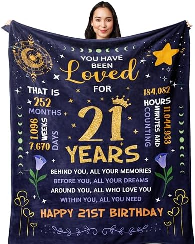 21st Birthday Gifts for Her, 21st Birthday Decorations Blanket 60...