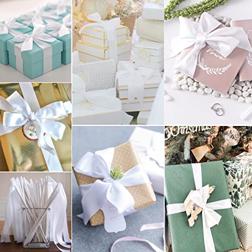 Double Faced White Satin Ribbon, 3/8 Inches X 25 Yards Solid Color Fabric Ribbon For Gift Wrapping, Crafts, Bouquets, Wreath, Wedding Favors, Christmas Decoration, And Sewing Projects #TOP2