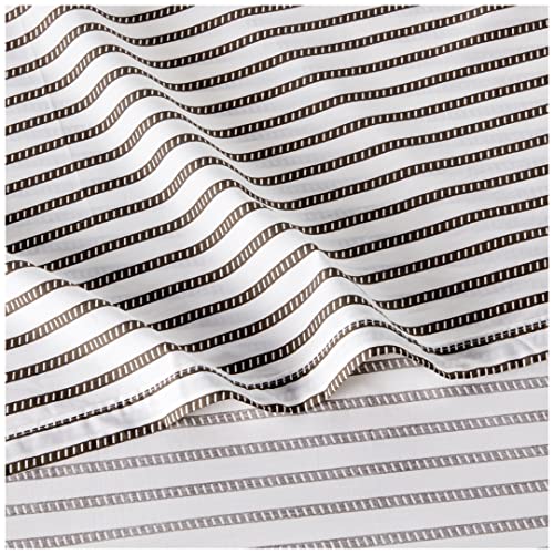 Image of Lacoste 100% Cotton Percale Sheet Set, Graphic Stripe Print, Dark Grey, Twin
