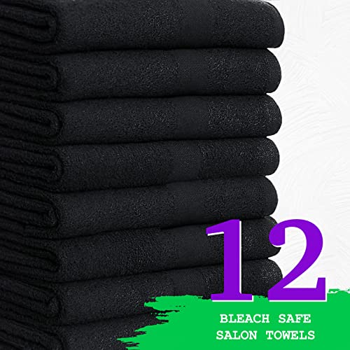 Image of GREEN LIFESTYLE Black Microfiber Bleach Safe Towel Bulk Sets, Premium Spa Quality, Super Soft and Absorbent for Gym, Pool, Spa, Salon and Home (12 Pack)