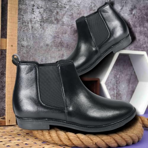 Image of Men's Chelsea Boots | Ankle Boot | Men's High Ankle Slip On Outdoor Fashion Winter Stylish Formal and Semi Casual Chelsea Boot | Slip-On Synthetic Leather