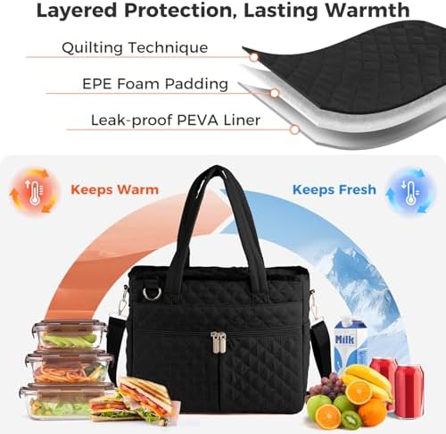 Extra-Large Lunch Bag, Lunch Box Insulated for Women Tote Bag, Soft Cooler Bag for Work Outdoor Picnic Trips - 1