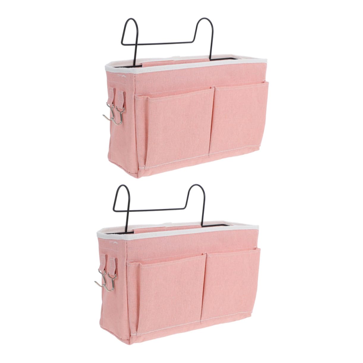 VICASKY Hängender Bettorganizer 2 Stück-Pack aus Baumwolle und Leinen Rosa