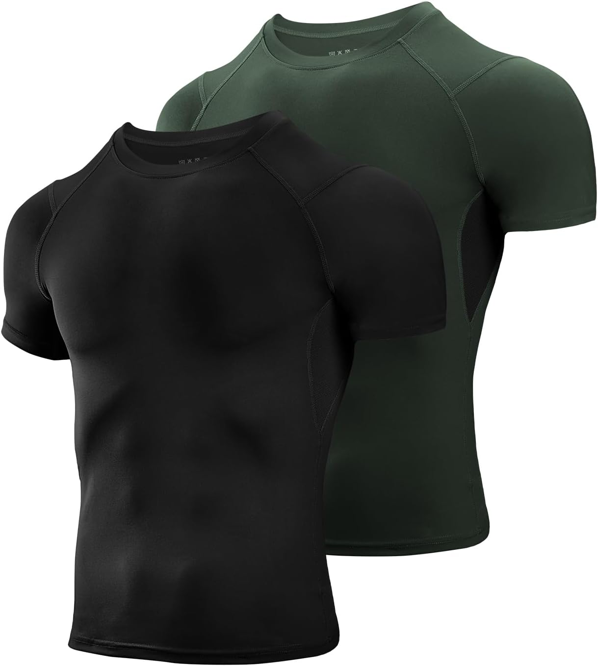 Niksa Men's Compression Shirts 2 Pack, Short Sleeve Athletic Compression Tops Cool Dry Workout T Shirt