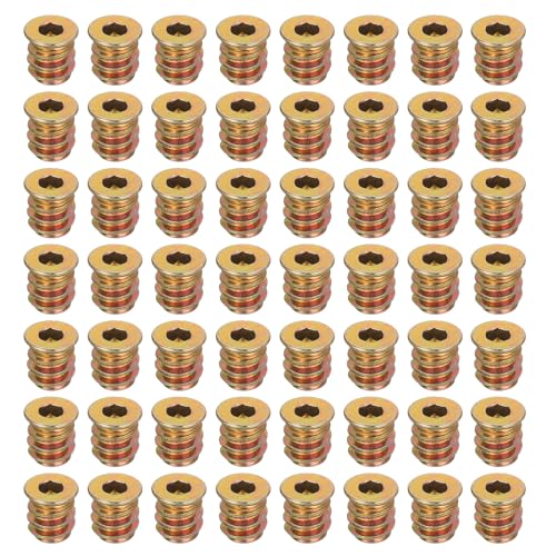 Image of sourcing map 58Pcs Threaded Inserts Nuts, M4x10mm Hex Socket Drive Nut Inserts for Wood - Carbon Steel Screws Furniture Screw in Nuts Bolt Fastener