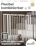 Geuther Verlängerung Türschutzgitter Easylock Plus I Weiß, 8 cm Metall I stabile Erweiterung für Treppenschutzgitter ohne Bohren I Kinderschutzgitter Zubehör I Verlängerungsstück für Schutzgitter