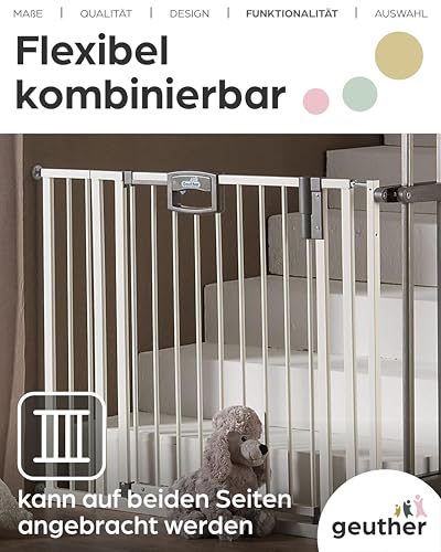 Geuther Verlängerung Türschutzgitter Easylock Plus I Weiß, 8 cm Metall I stabile Erweiterung für Treppenschutzgitter ohne Bohren I Kinderschutzgitter Zubehör I Verlängerungsstück für Schutzgitter
