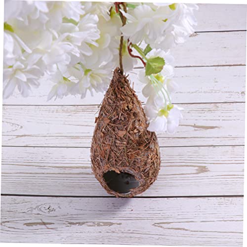 Image of Sosoport 2pcs Hummingbird Houses for Outside Hanging Natural Grass Hanging Bird Hut for Garden Window Outdoor Home Decoration