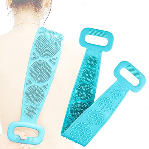 Scrubber Corpo In Silicone, 72 cm Massaggio Scrubber Schiena Bifacciale In Silicone, Ultra-Lungo Morbido Spazzola per Il Corpo In Silicone Pulizia Profonda, Massaggio Corpo, per Uomo e Donna (verde)