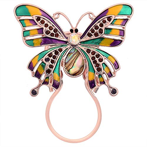 Image of Enamel Colorful Butterfly Abalone Shell Crystal Magnetic Eyeglass Holder Brooch and Pin