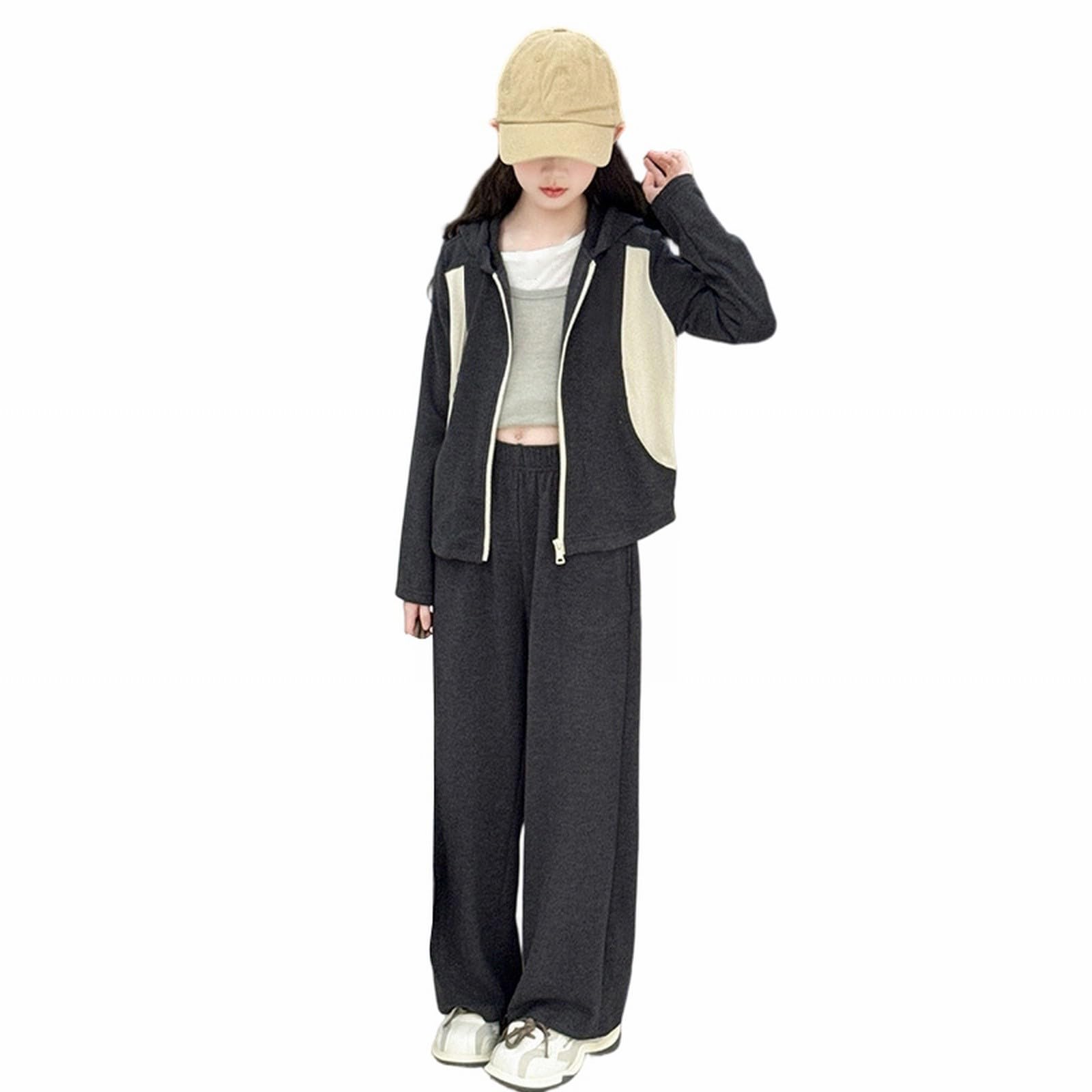 Conjunto de chándal de pierna ancha con cremallera completa para