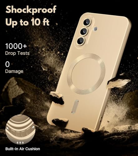 Image of DIZORO Samsung A37 Case, Compatible with Mag Safe Back Cover, Matte Luxury Metallic Luster Flexible TPU Wireless Charging Shockproof Case with Camera Protector (Metallic Silver)