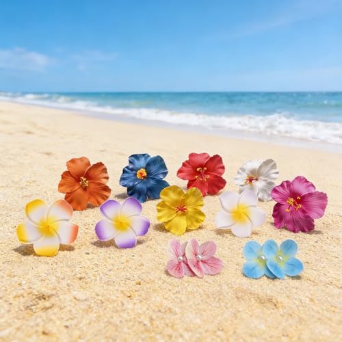 14 Pinzas para cabello con flores Plumeria hawaianas miniatura 7