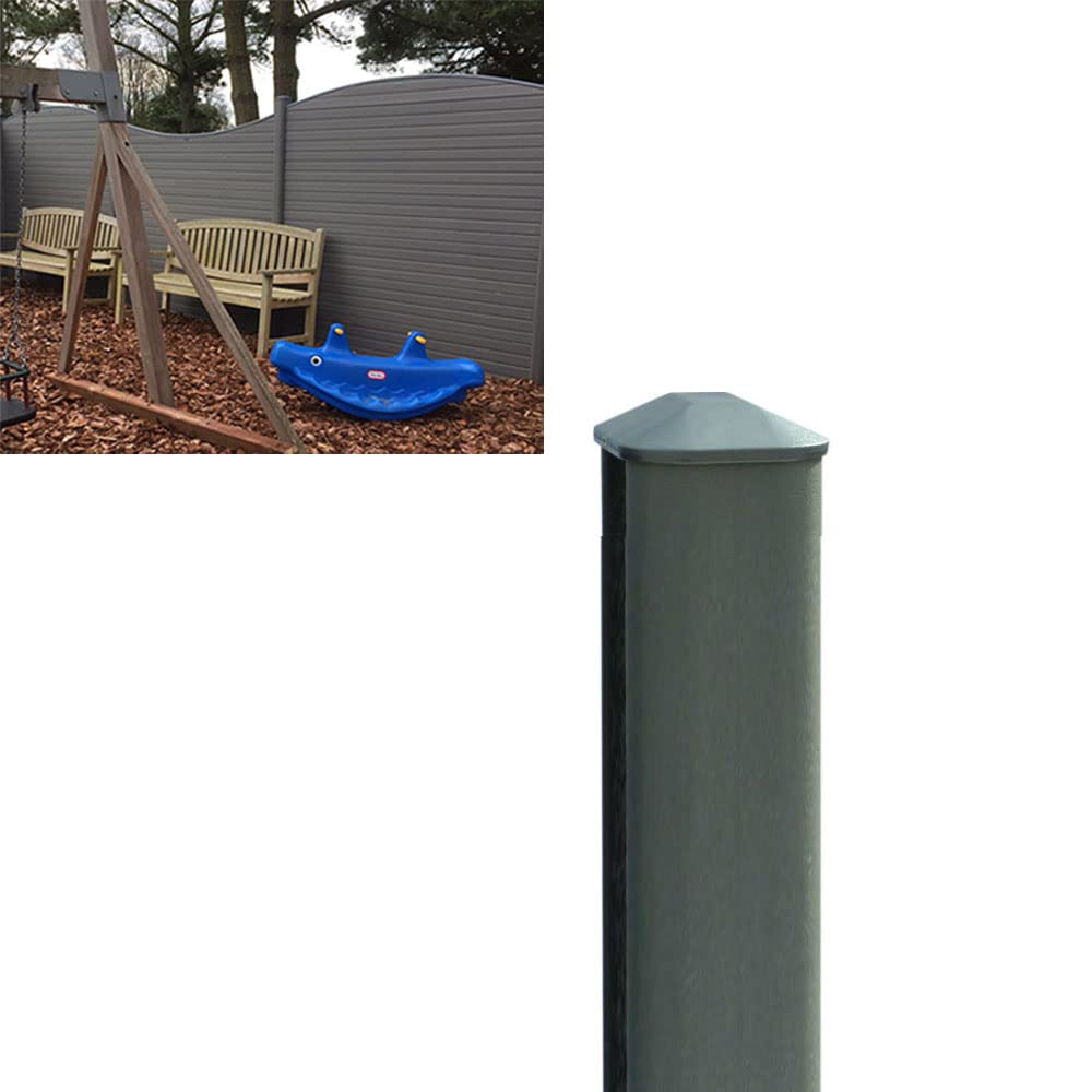 Vp Graphite Plastic Fence Posts With Cap - Plastic Eco Fencing Post For Composite & Wooden Fence Panels 1.8M (6') - (Ecofpan)