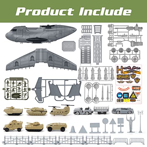Xduoyjoy Military Airplane Toy, Army Toys Fighter Jet With 8 Vehicals, Army Men Trucks Airplanes Helicopter Car Kits Birthday Gift For Boys Age 4-7 #TOP2