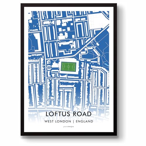 Carte Loftus Road Queens Park Rangers affiche stade de foot sans cadre A3